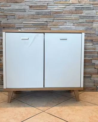 Mobile sottolavabo bianco e legno 60 cm
