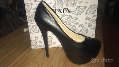 Scarpe con tacco 12 taglie 38 nere con suola rossa