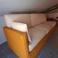 divano letto + poltrona + puff in vimini