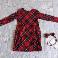 Abito natalizio per bimba con cerchietto abbinato