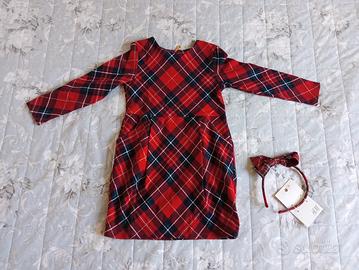 Abito natalizio per bimba con cerchietto abbinato