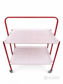 Carrello portavivande vintage rosso pieghevole