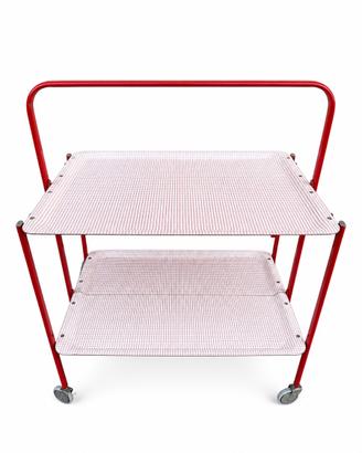 Carrello portavivande vintage rosso pieghevole