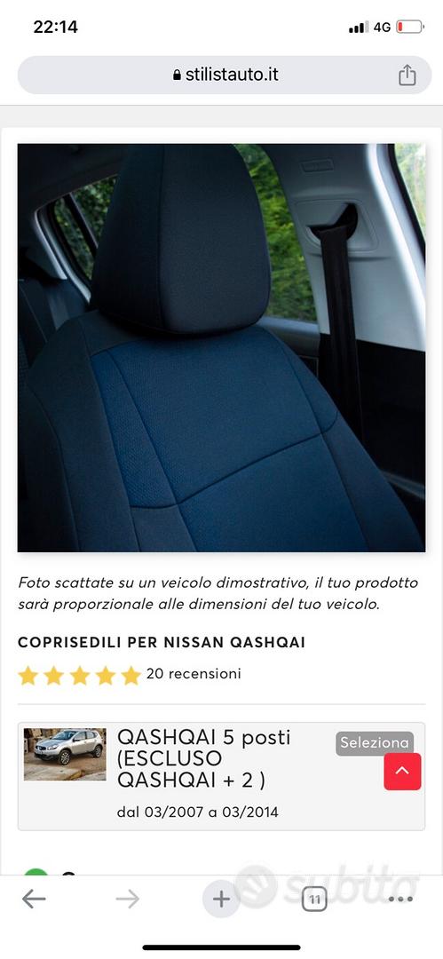 Coprisedili su misura per nissan quasquai - Accessori Auto In vendita a  Palermo