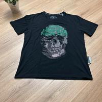 T-shirt nera teschio strass L