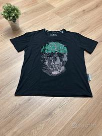T-shirt nera teschio strass L