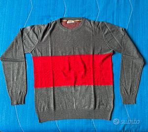 Maglioncino leggero grigio rosso - Tg XL