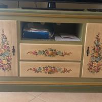 Mobile porta TV in legno dipinto a mano