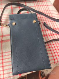 Porta cellulare in ecopelle blu scuro