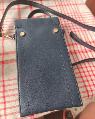 Porta cellulare in ecopelle blu scuro