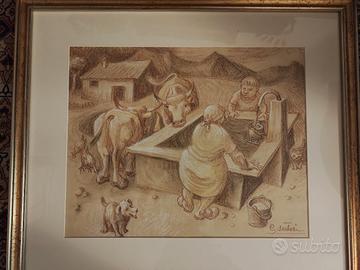 Disegno di Carlo Sartori  "La fontanella"