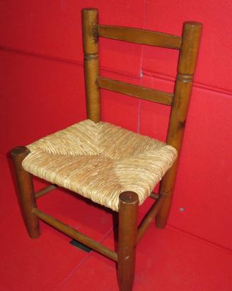 Sedia baby in paglia e legno per bambini