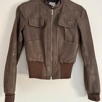 Giacca corta in vera pelle marrone Imperial