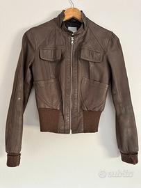 Giacca corta in vera pelle marrone Imperial