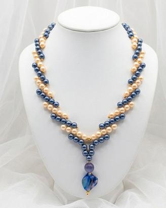 Collana vintage perle agata madreperla artigianale