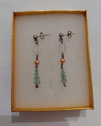 Orecchini perla  smeraldo in argento
