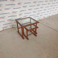 Coppia Tavolini impilabili con vetro molato