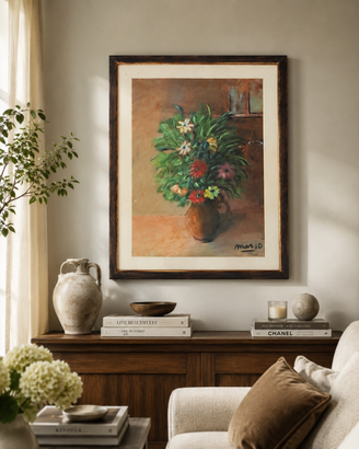 Dipinto originale cornice 70x90- Vaso di fiori