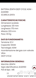 Batterie zenith da 130ah agm