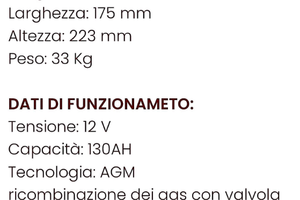 Batterie zenith da 130ah agm