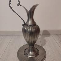 vaso con piatto in peltro 