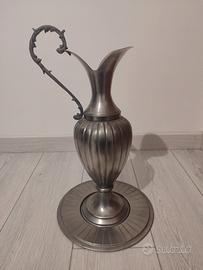 vaso con piatto in peltro 