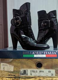 Stivaletti neri lucidi vero cuoio