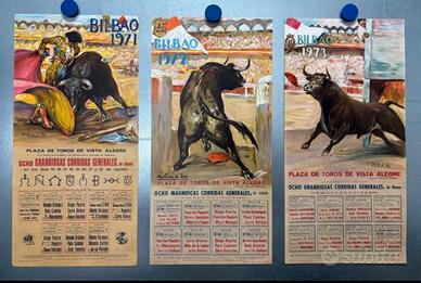 3 manifesti originali Corrida Bilbao anni 70