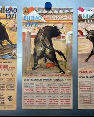 3 manifesti originali Corrida Bilbao anni 70