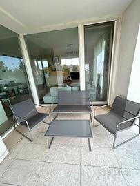 Salotto da Giardino in Tessuto e Acciaio - 4 pezzi