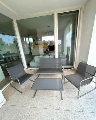 Salotto da Giardino in Tessuto e Acciaio - 4 pezzi