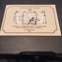 Italia 1991 500 lire argento FDC Scoperta America