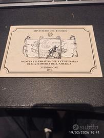 Italia 1991 500 lire argento FDC Scoperta America