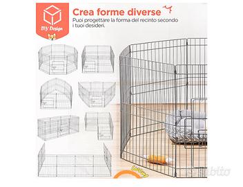 Recinto metallico modulare per cani o altri animal