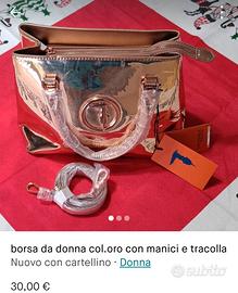 borsa donna Trussardi oro  nuova con cartellino 