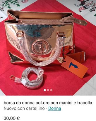 borsa donna Trussardi oro  nuova con cartellino 