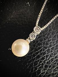 Girocollo DAMIANI Oro Bianco, Perla e Diamanti