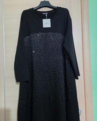 abito pomme rouge nero con strass 