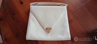 borsa di pelle colore avorio interno arancione