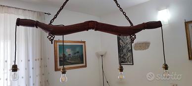 giogo d'epoca punzonato lampadario a 4 luci 