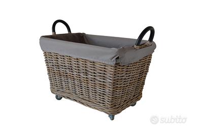 B18-BMR cesto portalegna resistente rattan c/ruote