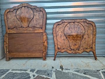 letto in massello e radica di noce