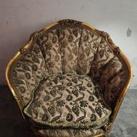 Poltrona ottocentesca dorata stile Luigi Filippo