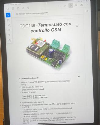 termostato con controllo  a distanza (gsm) tdg 139
