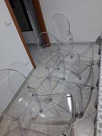 6 SEDIE POLICARBONATO TRASPARENTI 