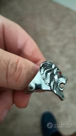 anello leone colore acciaio 