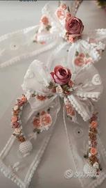 coppia fermatenda shabby chic in tulle e Pizzo