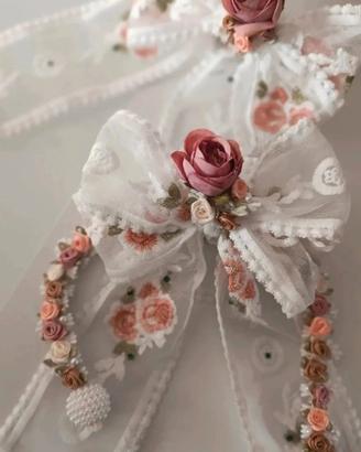 coppia fermatenda shabby chic in tulle e Pizzo