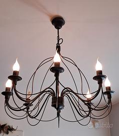 Lampadario + 2 applique in ferro