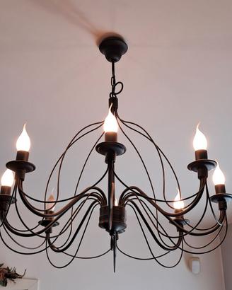 Lampadario + 2 applique in ferro